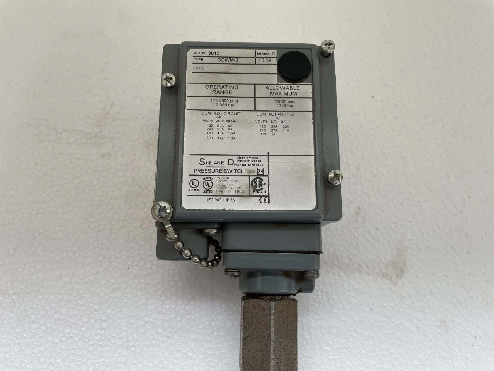 Square D gcwm-3 / GCWM-3 Pressure Switch *New*